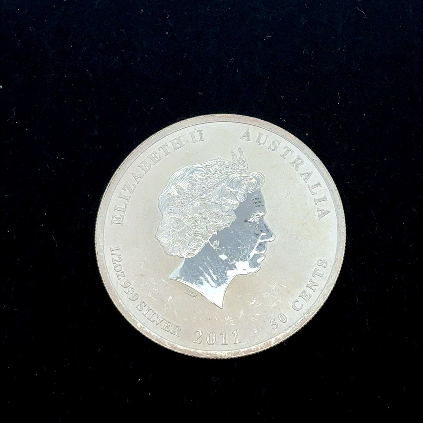 Australische 50-Cent-Münze Year of the Rabbit aus 1/2 Unze Silber, geprägt von Perth Mint, detailreiche Tiermotive