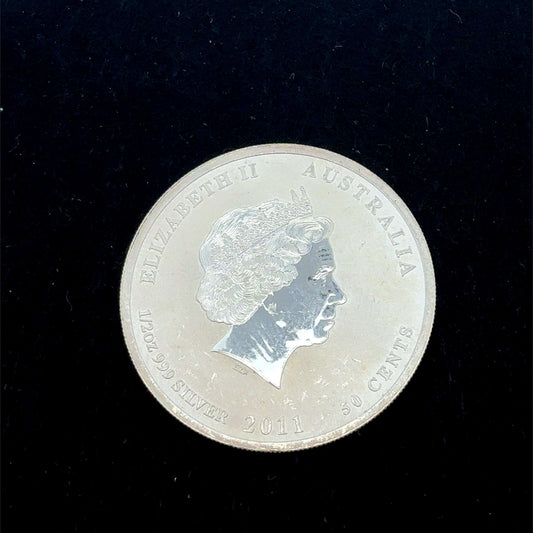 Australische 50-Cent-Münze Year of the Rabbit aus 1/2 Unze Silber, geprägt von Perth Mint, detailreiche Tiermotive
