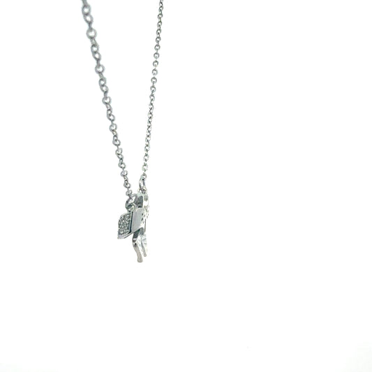 Edelstahl Kette 47 cm mit Anhänger Kleeblatt & Zirkonia