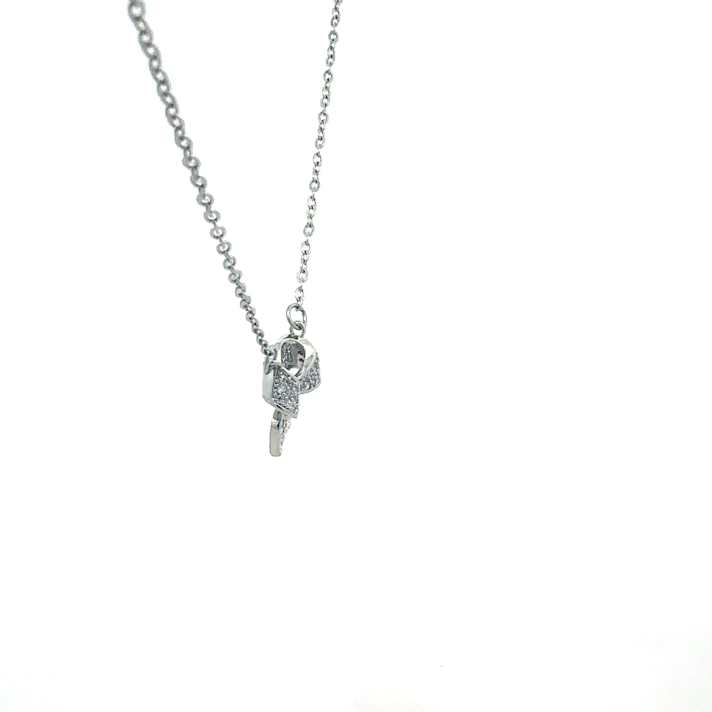 Edelstahl Kette 47 cm mit Anhänger Kleeblatt & Zirkonia