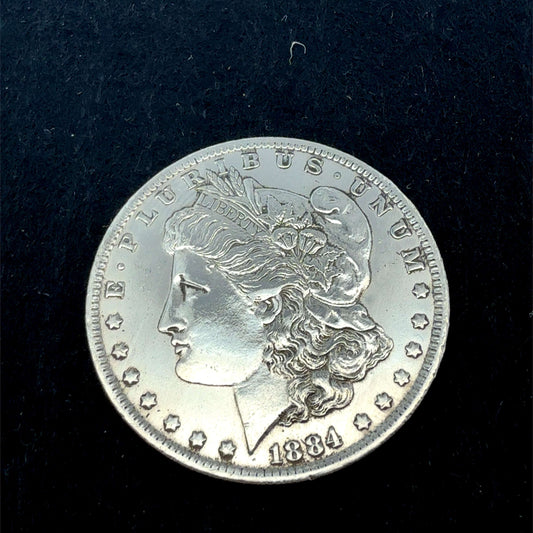 Morgan Silbermünze 1884-O, New Orleans Mint, Silbermünze mit detailliertem Münzbild, von Juwelier Alen