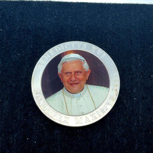 Sammlermünze Papst Benedikt 2005 vom Vatikan, Gedenkmünze in gutem Zustand, von Juwelier Alen