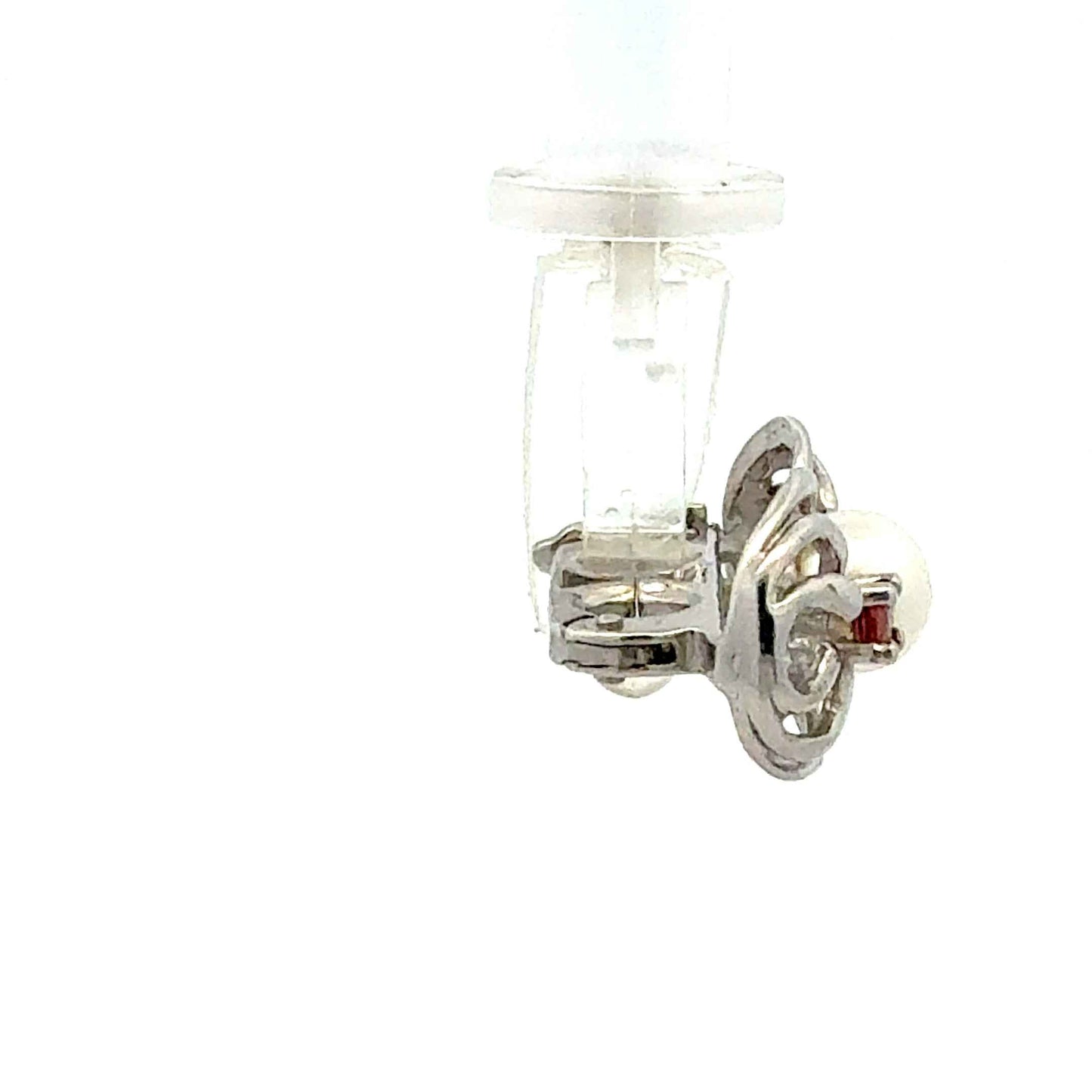 Perlenketten-Anhänger mit 2 Perlen und synthetischem Stein, eleganter Schmuck von Juwelier Alen, detailreiche Aufnahme