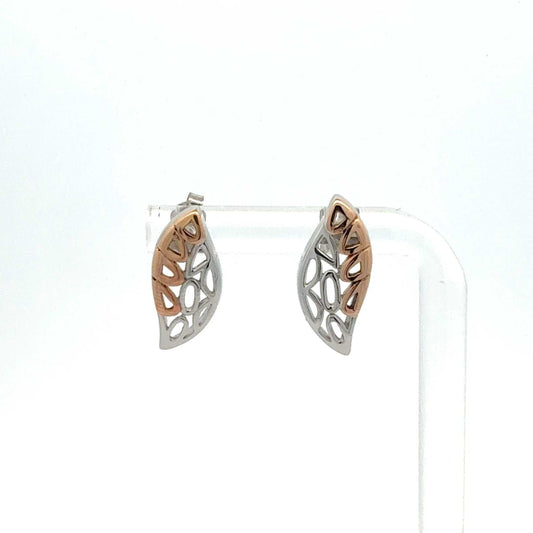 Sterling Silber Ohrringe halb rosé-vergoldet, eleganter Schmuck von Juwelier Alen, sichtbar mit filigranen Details und glanzvoller Oberfläche.