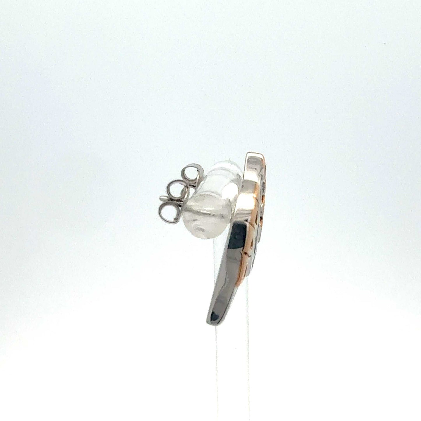 Sterling Silber Ohrringe halb rosé-vergoldet, elegantes Schmuckstück von Juwelier Alen, detailreiche Gestaltung und glänzender Oberflächen.