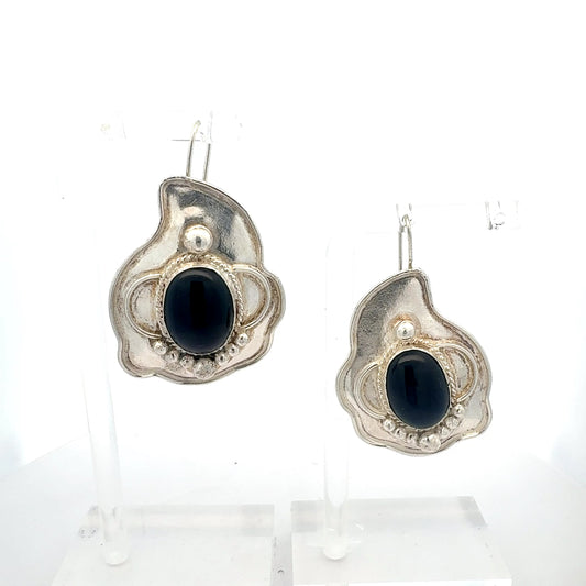 Ohrring Silber 925 – 21,68 g mit 2 Onyx-Steinen Ohrringe Juwelier Alen