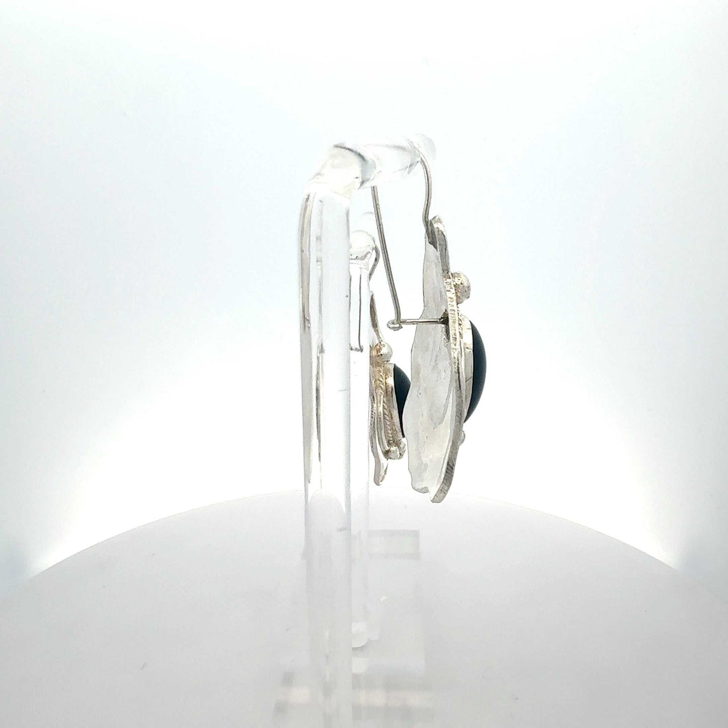 Sterlingsilber Ohrringe von Juwelier Alen mit zwei schwarzen Onyx-Steinen, elegantes Schmuckstück, ca. 21,68 g.