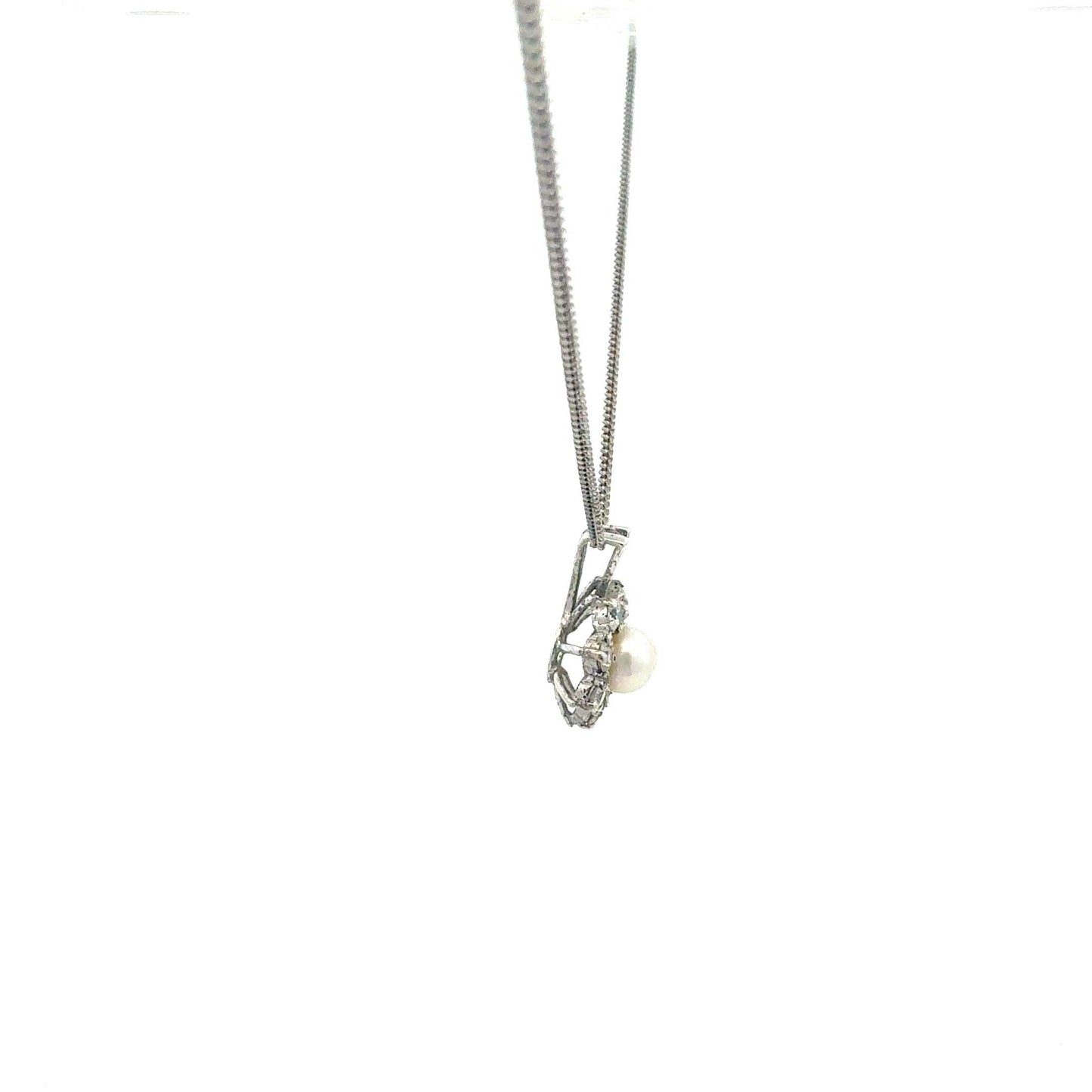 Sterlingsilber-Halskette mit Perlen- und Zirkonia-Anhänger, elegantes Schmuckstück für Damen, von Juwelier Alen