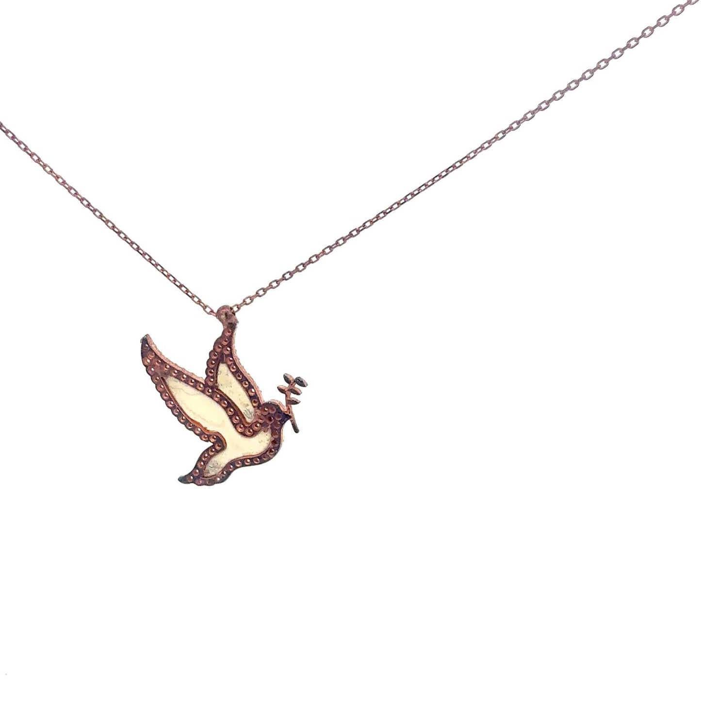 Rosévergoldete Sterlingsilberkette mit Tauben-Anhänger, feines Schmuckstück mit Symbol der Freiheit, von Juwelier Alen