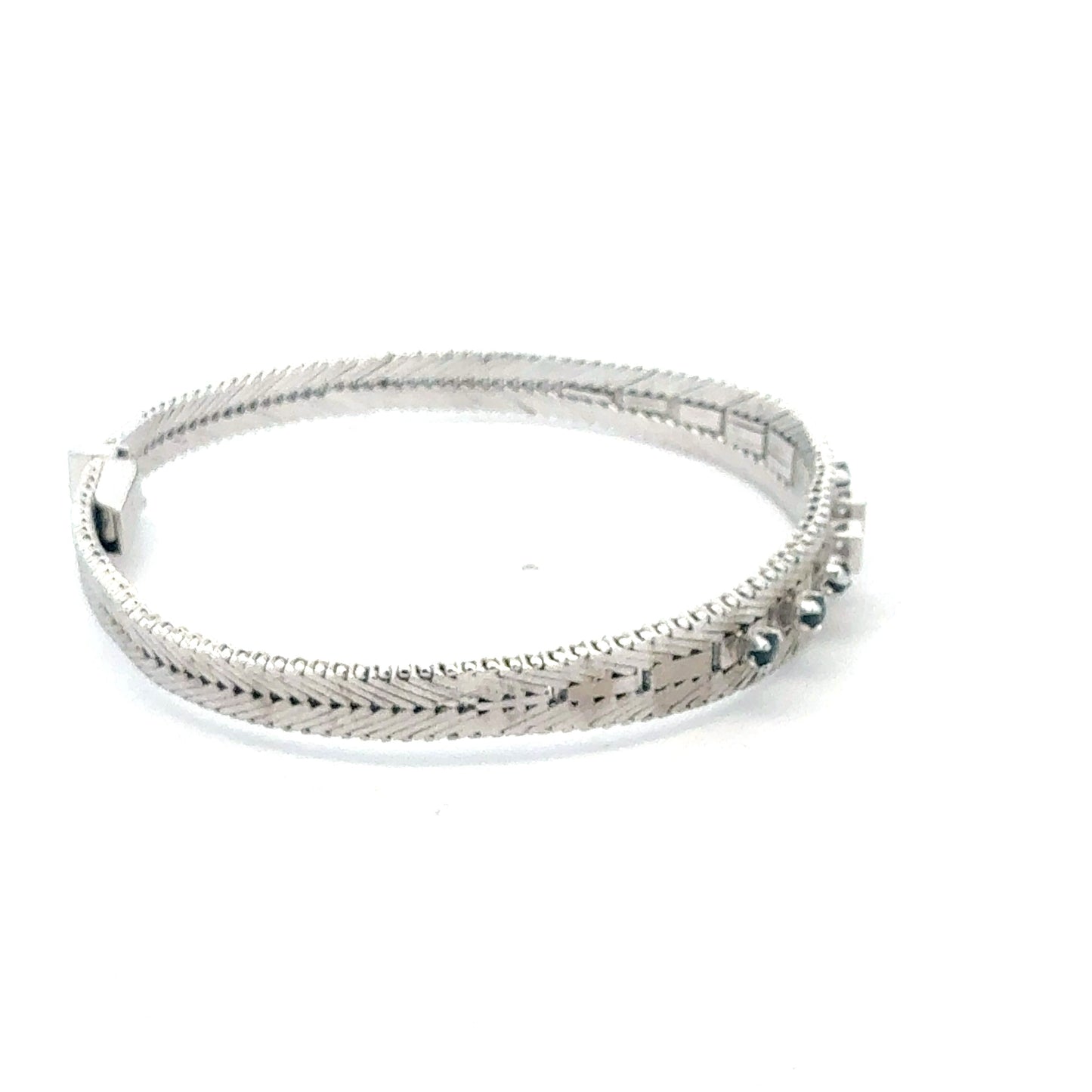 Elegantes Silberarmband mit funkelnden blauen Steinen - Seitenansicht