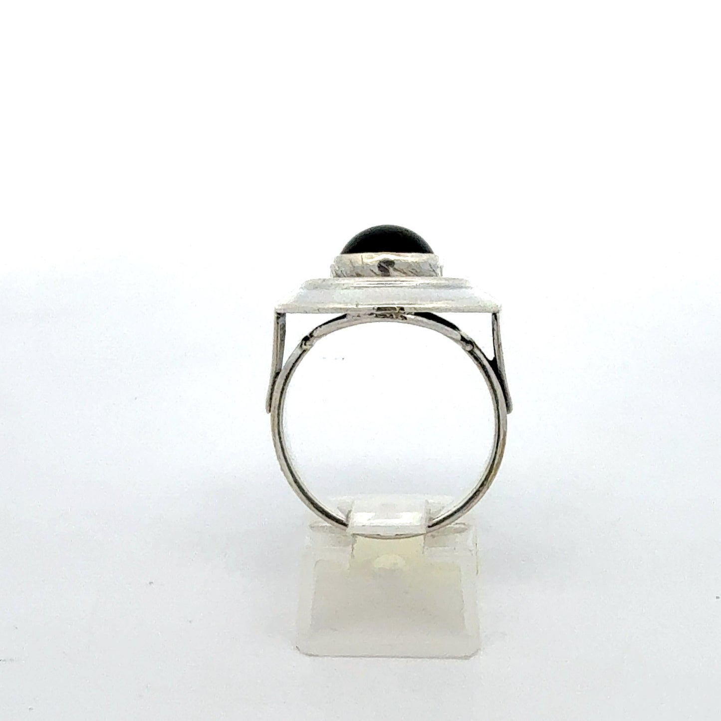 925 Silber Ring mit Onyx, Nahaufnahme des Edelsteins