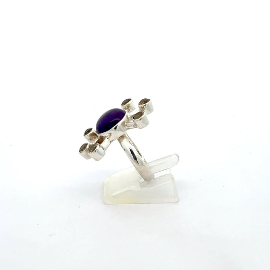Ring aus 925er Silber mit Amethyst & Zirkonia – 9,15 g – Größe 57 Ring Juwelier Alen