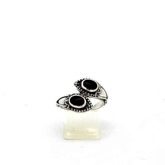 Ring aus 925 Sterling Silber mit 2 Onyx-Steinen – Juwelier Alen