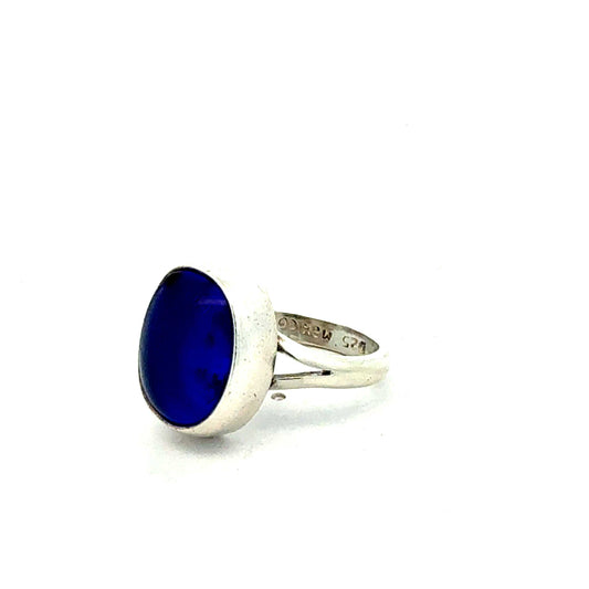 Ring aus 925 Sterling Silber mit synthetischem blauen Stein – Juwelier Alen