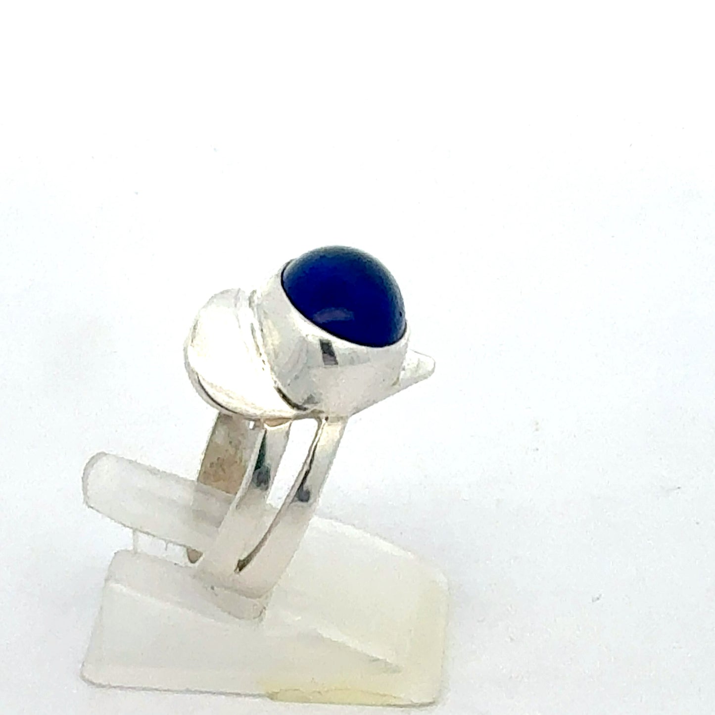 Sterling Silber Ring mit blauem Stein - Nahaufnahme der Fassung