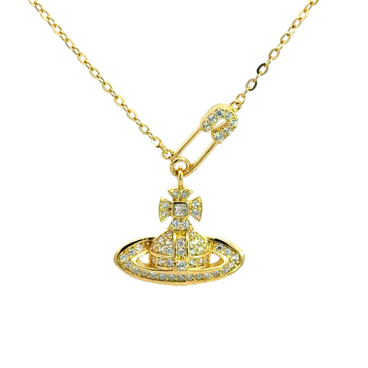 Silberkette 925 vergoldet – 2,57 g – 46 cm – Zirkonia-Anhänger Halsketten Juwelier Alen