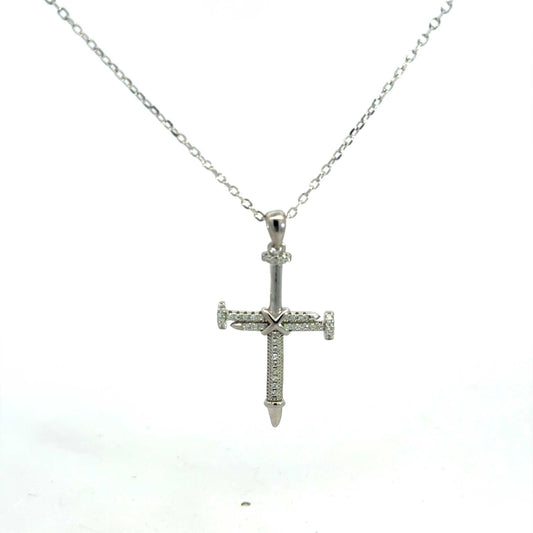 Silberkette – moderner Kreuzanhänger mit klaren Zirkonia – Juwelier Alen