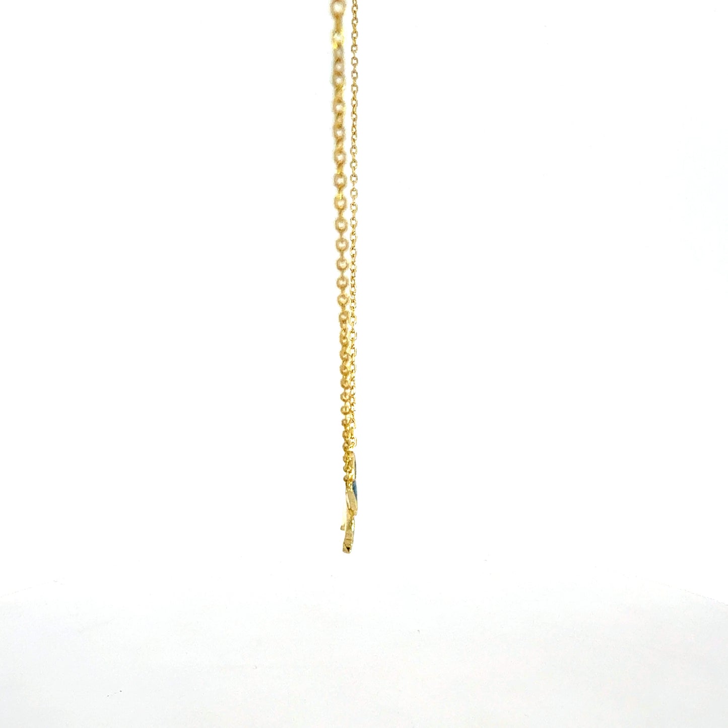 Silberkette 925 vergoldet – 1,81 g – mit blau emailliertem Schmetterlingsanhänger – 47 cm Halskette Juwelier Alen