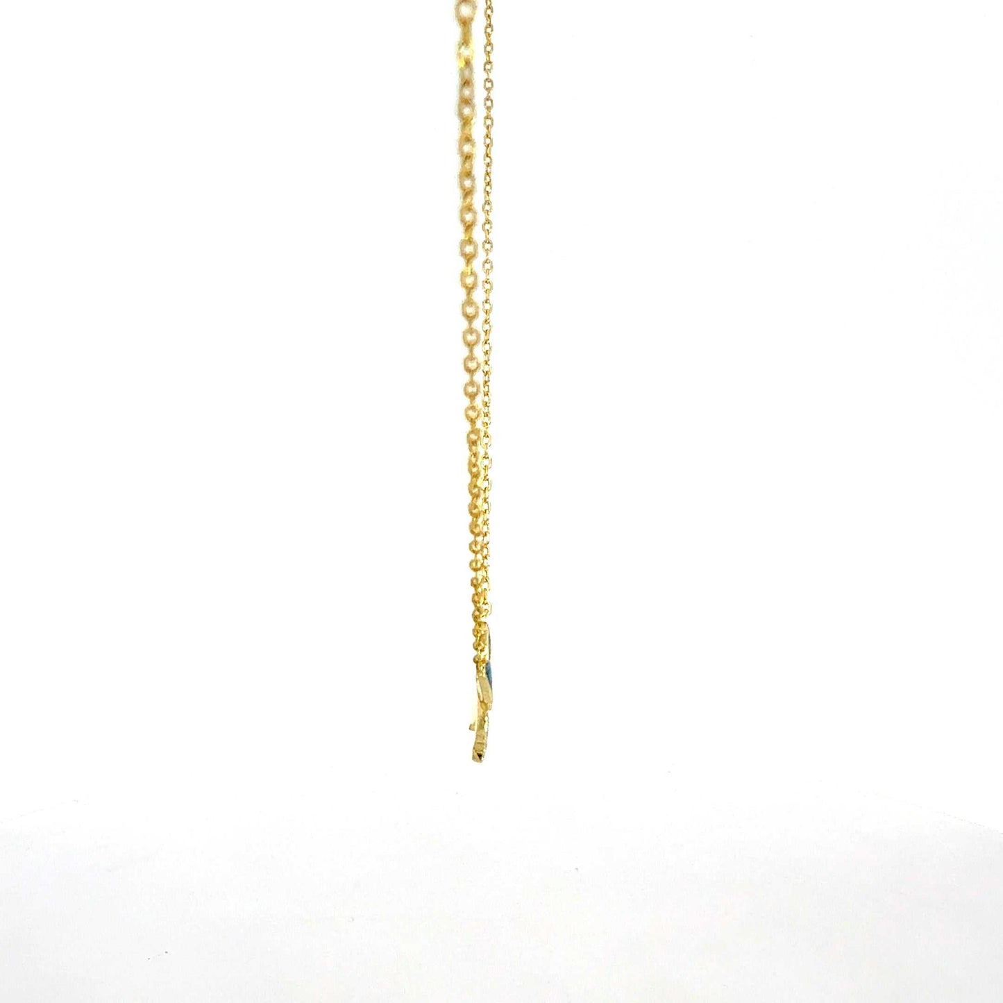 Silberkette mit vergoldetem Schmetterlingsanhänger, blauer Emaille, handgefertigt, elegantes Schmuckstück von Juwelier Alen