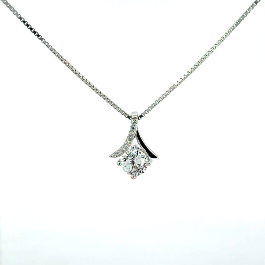 925 Silberkette mit Zirkonia Anhänger – 46 cm Damenkette Sterlingsilber Halskette Juwelier Alen