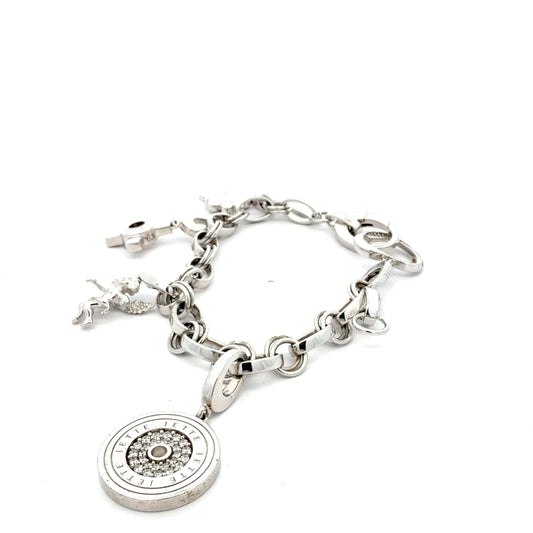 Massives 925er Silberarmband von Jette – 44,81 g, 22 cm – mit integrierten Charms Armband Juwelier Alen