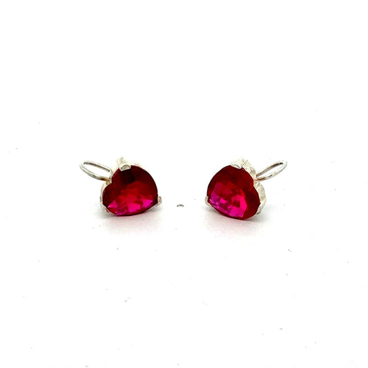 Romantische 925er Silber-Ohrringe – Herzform mit rotem Stein – Juwelier Alen
