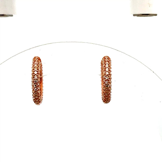 Rosévergoldete 925er Silber-Creolen, voll besetzt mit Zirkonia – 2,57 g Juwelier Alen