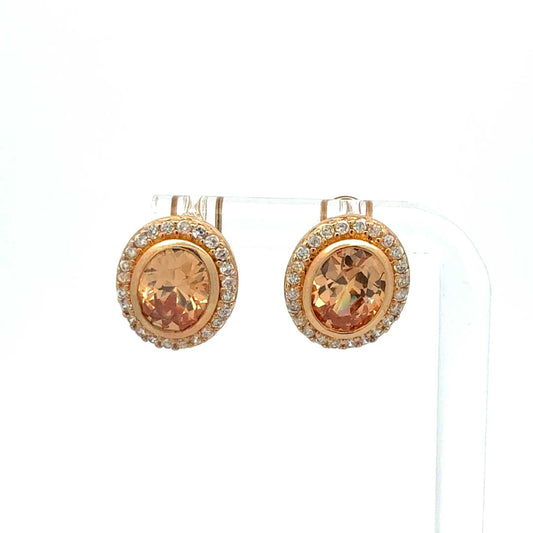 Silber Ohrringe 925 – Rosévergoldet – Citrin & Zirkonia – Juwelier Alen