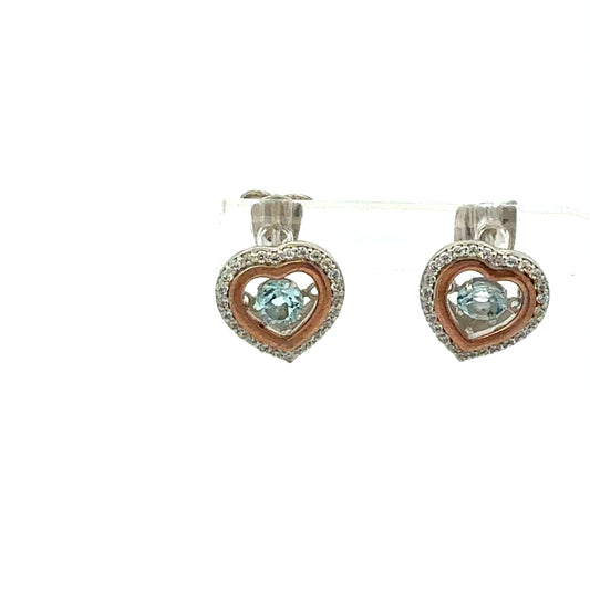 Silber Ohrringe 2,56 g – Teil-Rosévergoldet – 925 – Stecker mit Zirkonia Ohrring Juwelier Alen