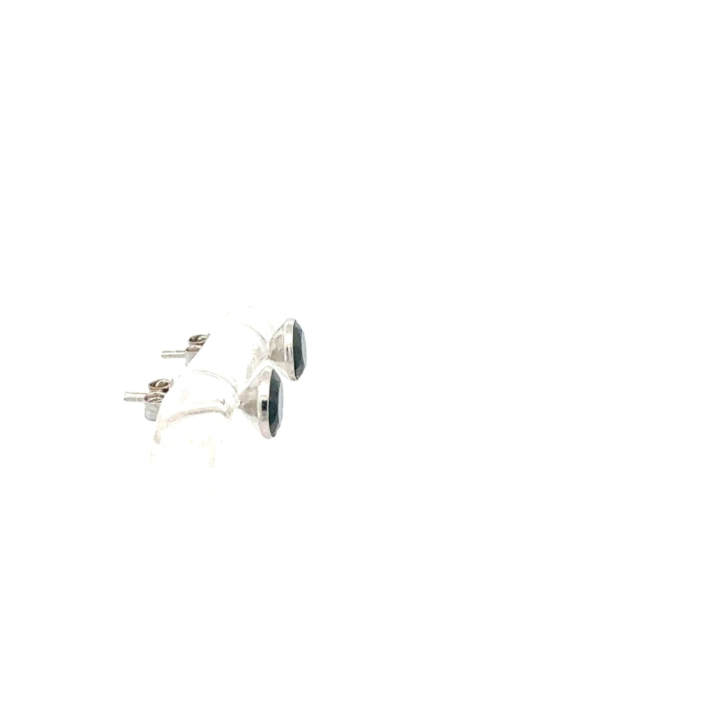 Ohrringe 585 / 14 Karat Weißgold – Stecker – Onyx – Juwelier Alen