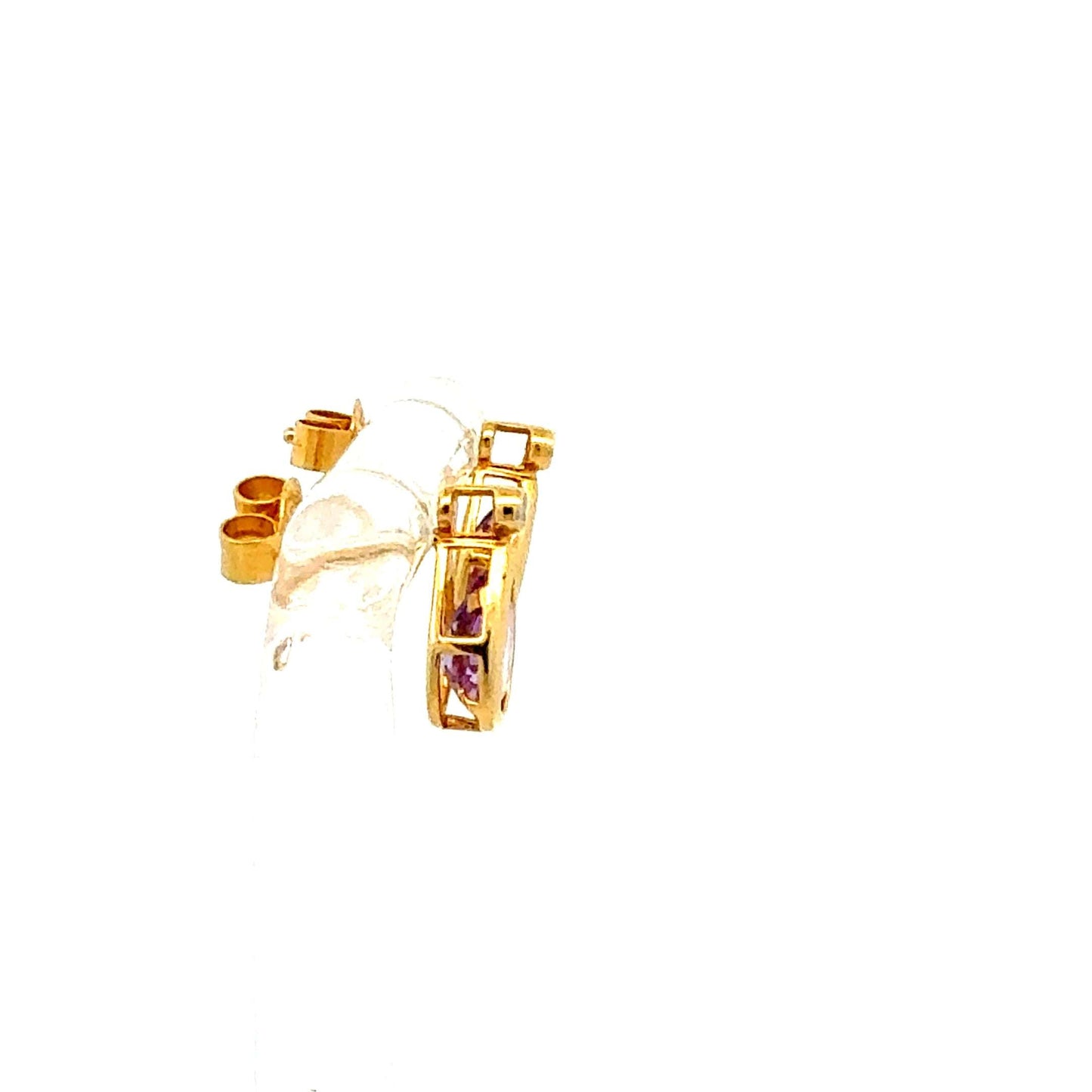 Gelbgold Ohrringe 585 – Stecker – Brillanten & Amethysten – Juwelier Alen