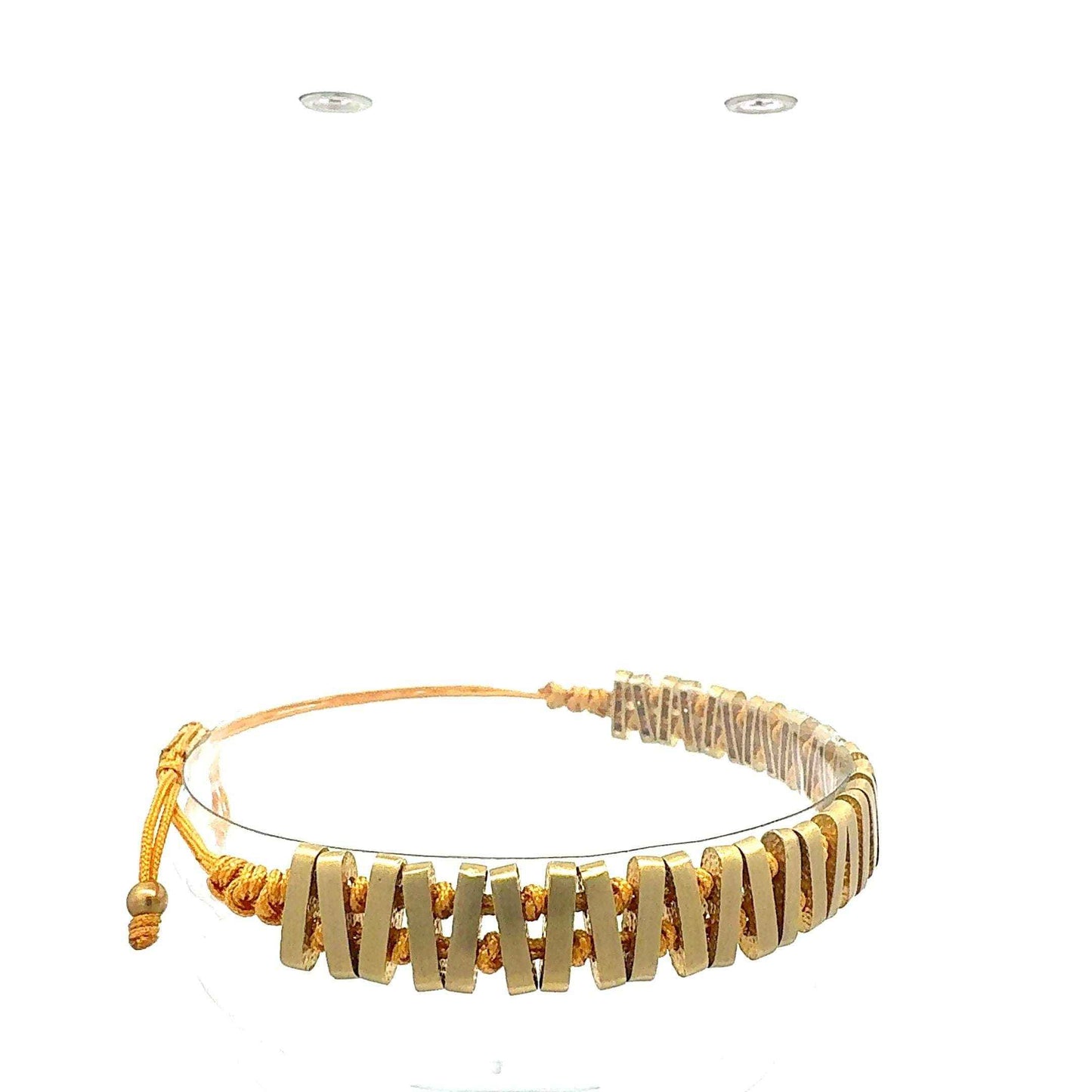 Modernes goldfarbenes Stäbchen-Armband "Linea" von Juwelier Alen, minimalistisches, verstellbares Schmuckstück für elegante Looks