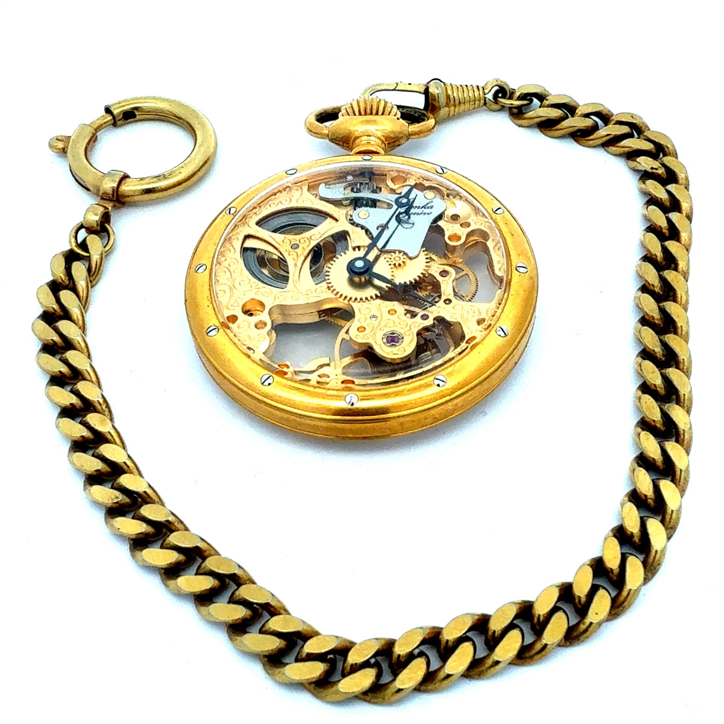 Exquisite EMKA Genève Doppel-Skelett-Taschenuhr