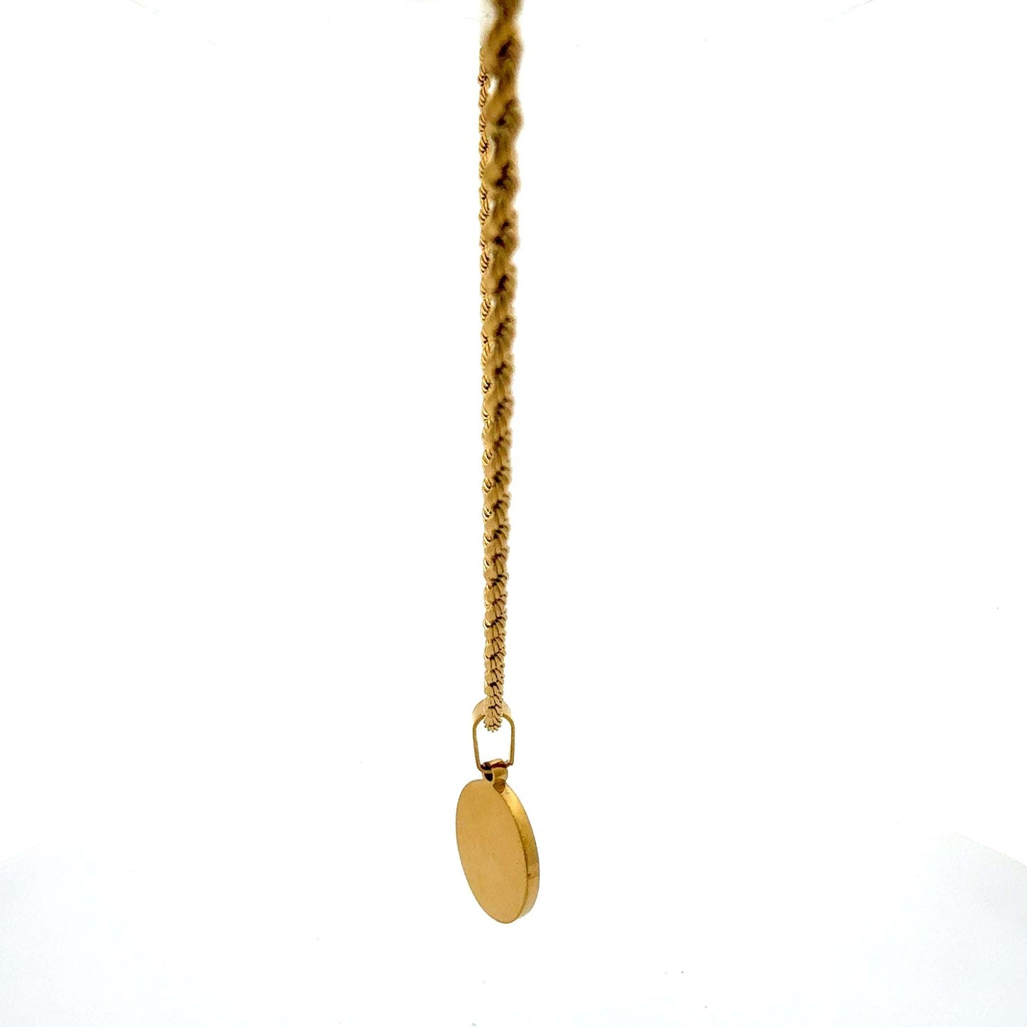 Vergoldete Edelstahl-Halskette mit Anhänger, 53 cm lang, von Juwelier Alen, elegante Schmuckkette auf weißem Hintergrund