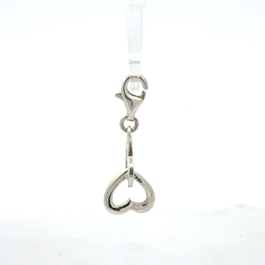 Silber 925 Anhänger mit Doppelherz-Charm und Zirkonia, eleganter Schmuck von Juwelier Alen, ca. 1,39 g schwer, detailreiche Verarbeitung
