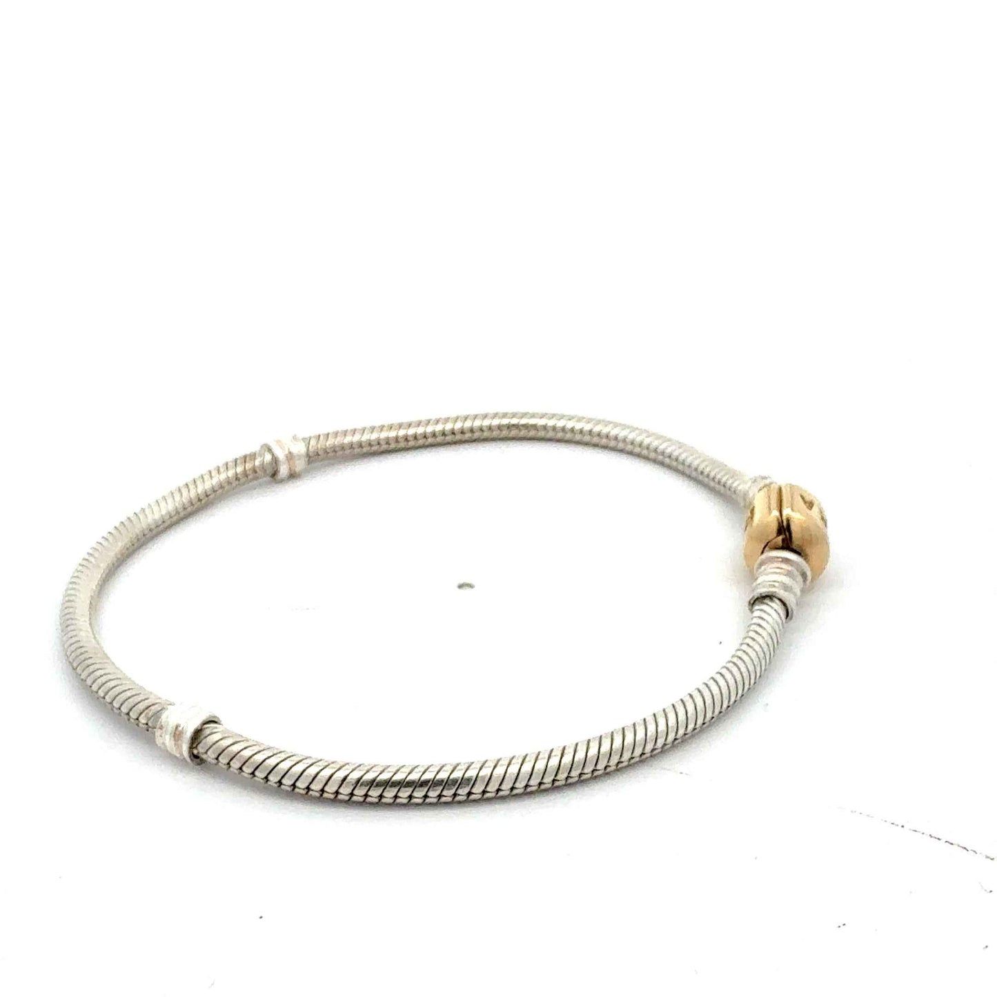 Pandora Snake Chain Bracelet Silver, Gold Clasp – 15.09 g