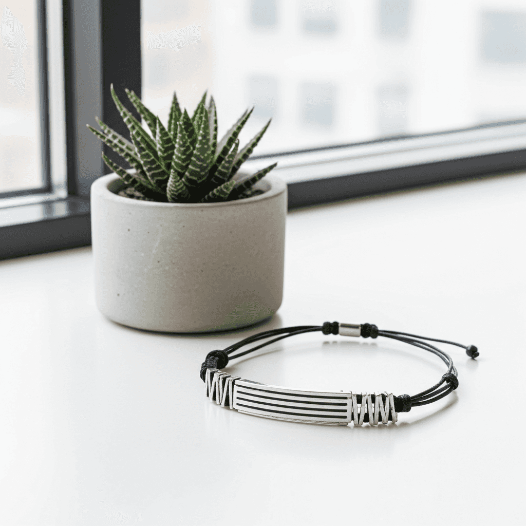 Statement-Armband "Dynamik" | Silber & Rot | Geometrisch & Verstellbar – Juwelier Alen