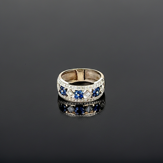 Ring 750 Weiß-/Gelbgold – Saphire & Diamanten – 5,43 g