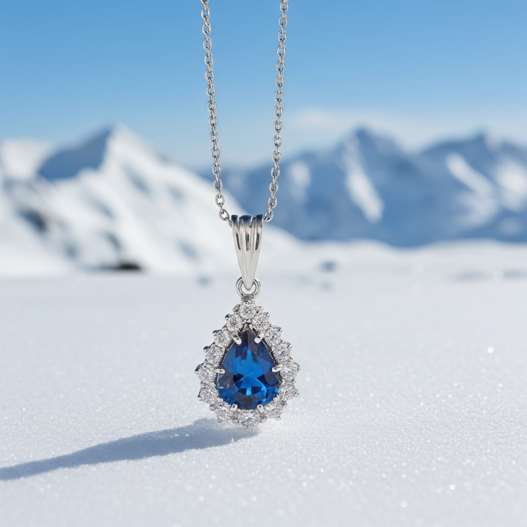 Exquisiter Anhänger , 750er Weißgold (18 Karat) mit Edelsteinbesatz