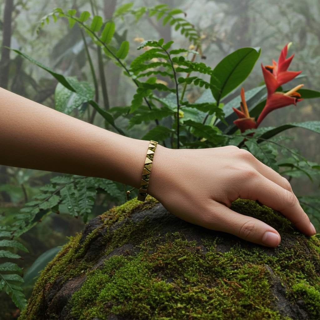 Geometrisches Dreiecks-Armband "Terra" | Gold & Olivgrün | Verstellbar