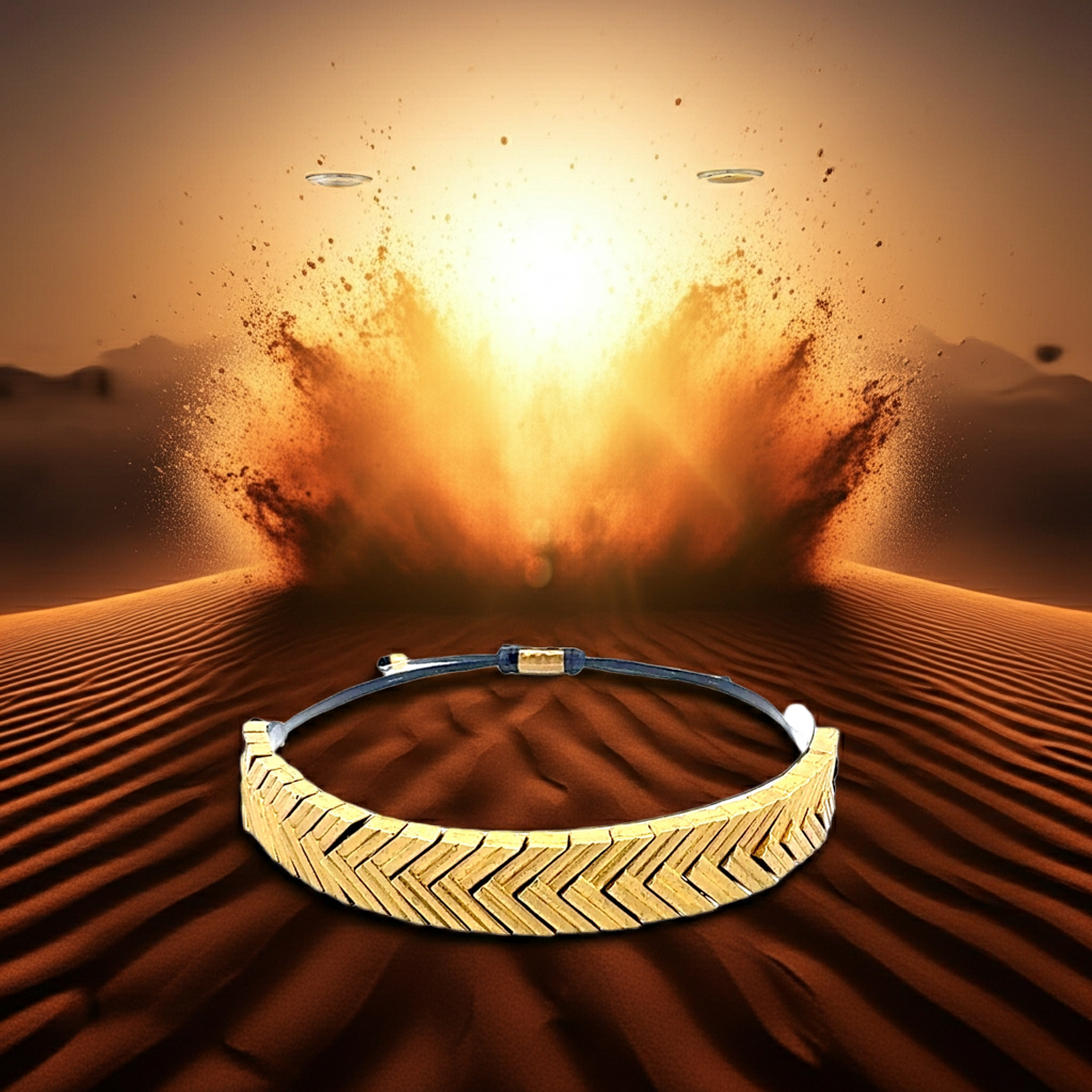 Statement-Armband "Momentum" | Gold & Schwarz | Fischgrätmuster | Verstellbar