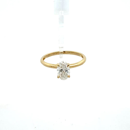 585 Gelbgold Ring mit IGI-zertifiziertem Labor-Diamanten – Ovaler Brillantschliff, 1,06 ct