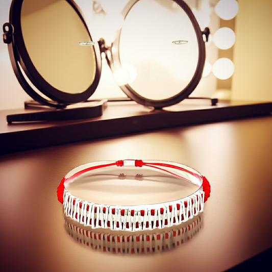 Statement-Armband "Dynamik" | Silber & Rot | Geometrisch & Verstellbar