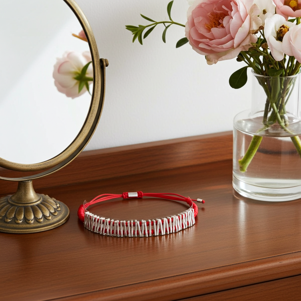 Statement-Armband "Dynamik" | Silber & Rot | Geometrisch & Verstellbar