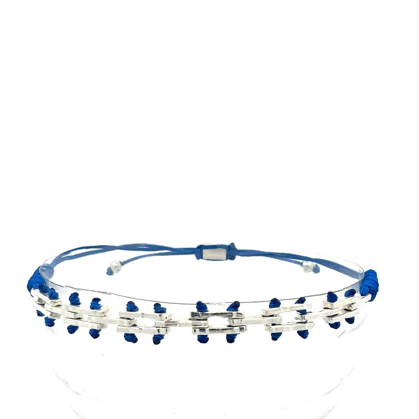 Modernes Glieder-Armband "Struktur" | Minimalistisch & Verstellbar | Silber-Schwarz oder Silber-Blau