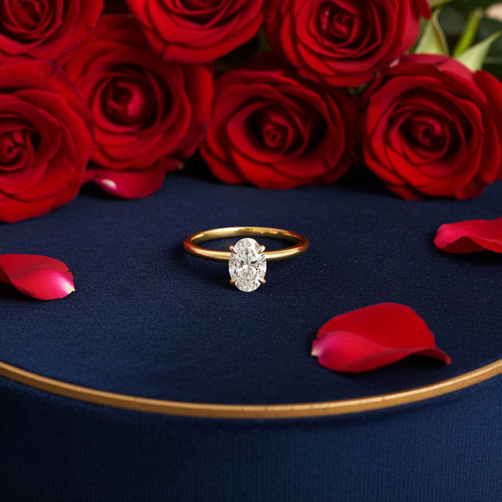585 Gelbgold Ring mit IGI-zertifiziertem Labor-Diamanten – Ovaler Brillantschliff, 1,06 ct