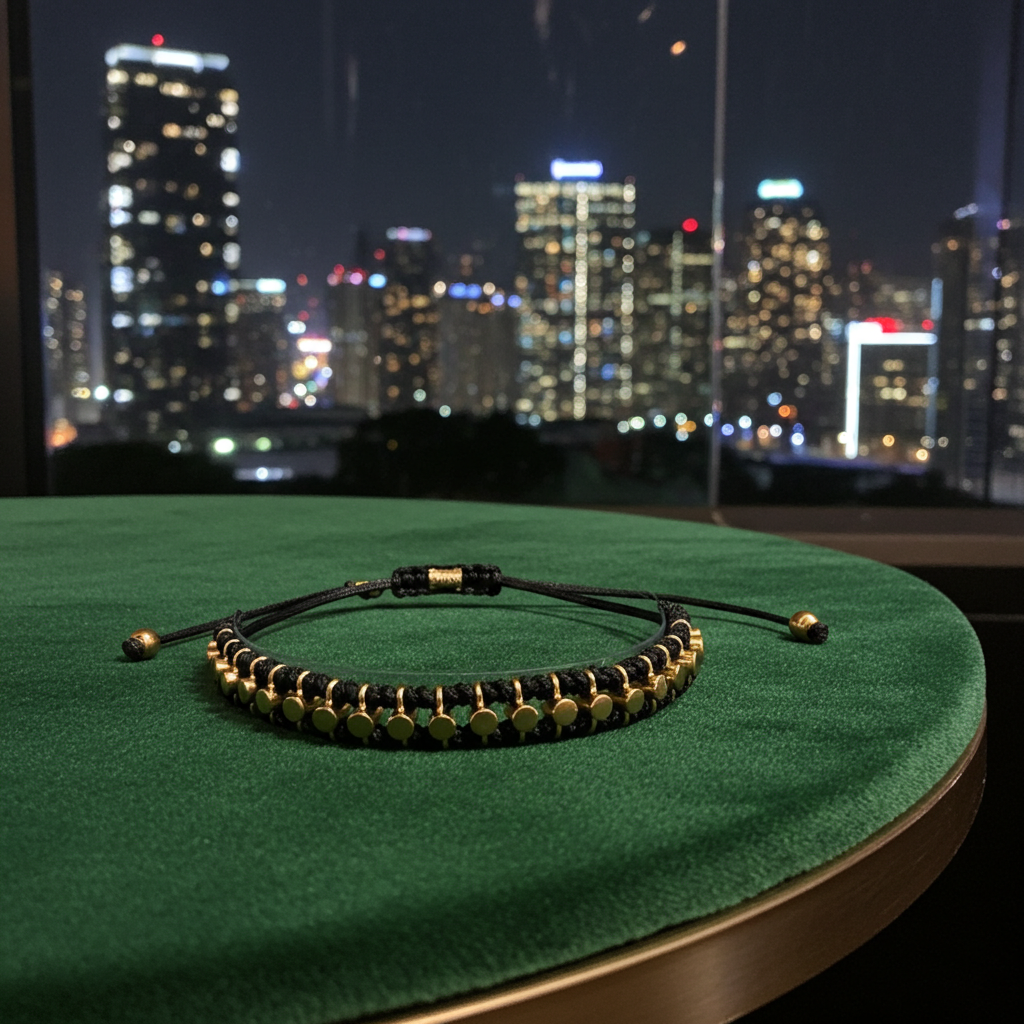 Handgeknüpftes Makramee-Armband "Aurelia" | Gold & Schwarz | Verstellbar