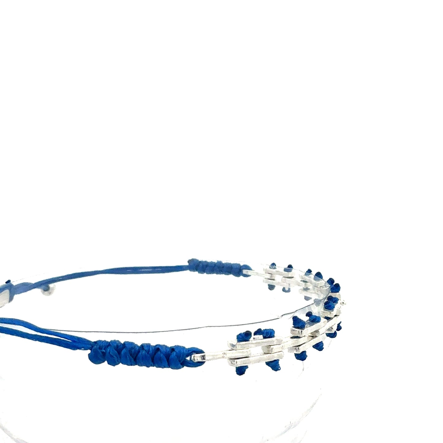 Modernes Glieder-Armband "Struktur" | Minimalistisch & Verstellbar | Silber-Schwarz oder Silber-Blau