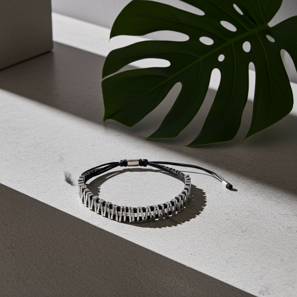 Statement-Armband "Dynamik" | Silber & Rot | Geometrisch & Verstellbar