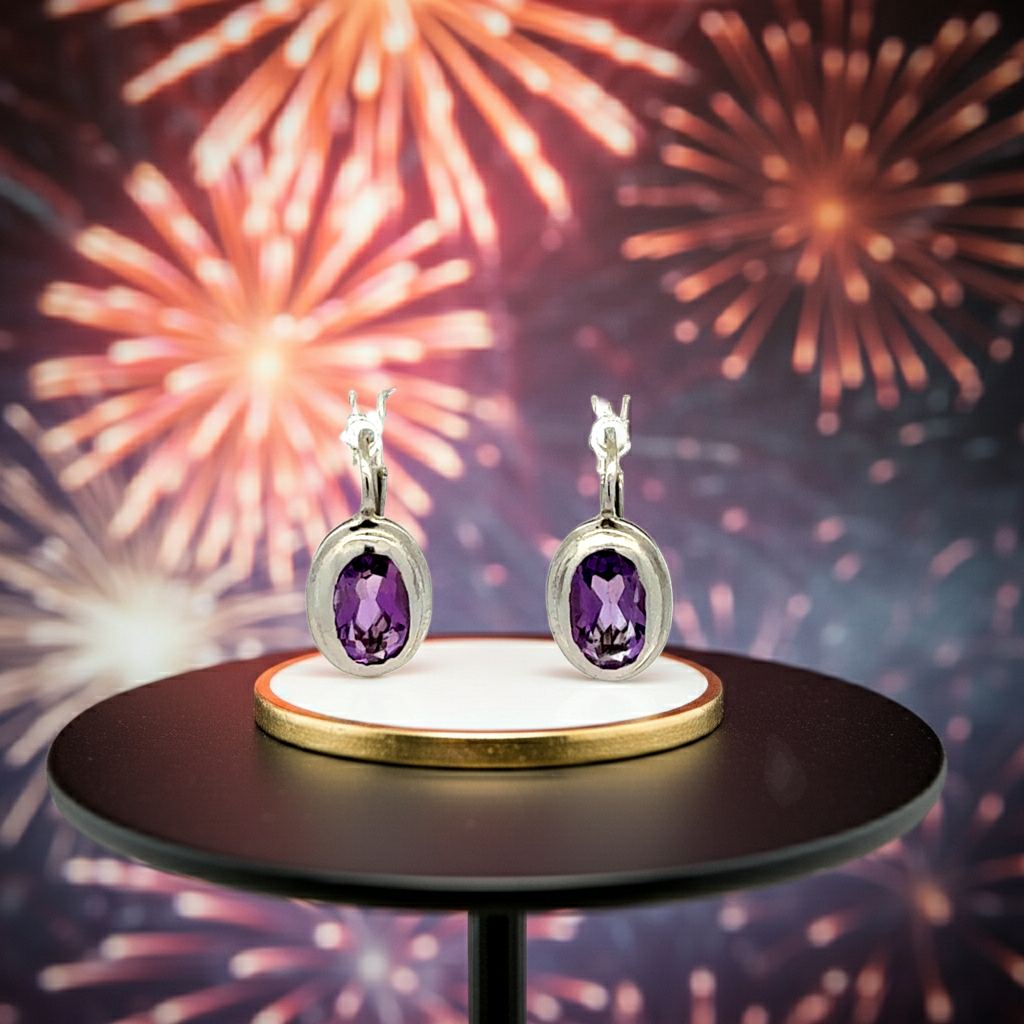 Ohrringe in 585 Weißgold mit Amethyst